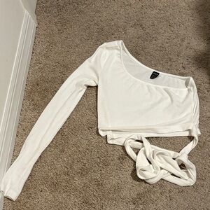 SHEIN White Asymmetrical Crop Top